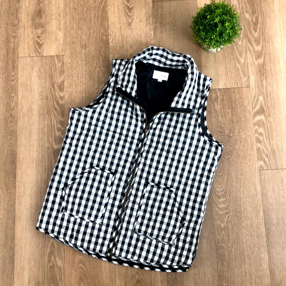 Love + Harmony Zip Up Checkered Quilt Vest